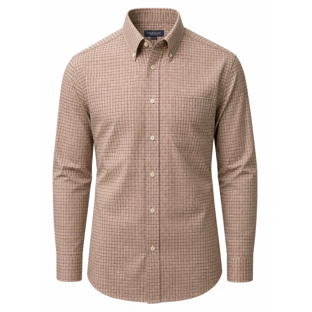 Prototype Mens Pink White Diagonal Striped Long Sleeve Button Down Shirt Large